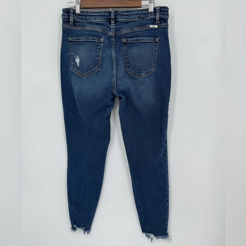 KanCan Women's Dark Blue Distressed Cropped Jeans Size 13/30